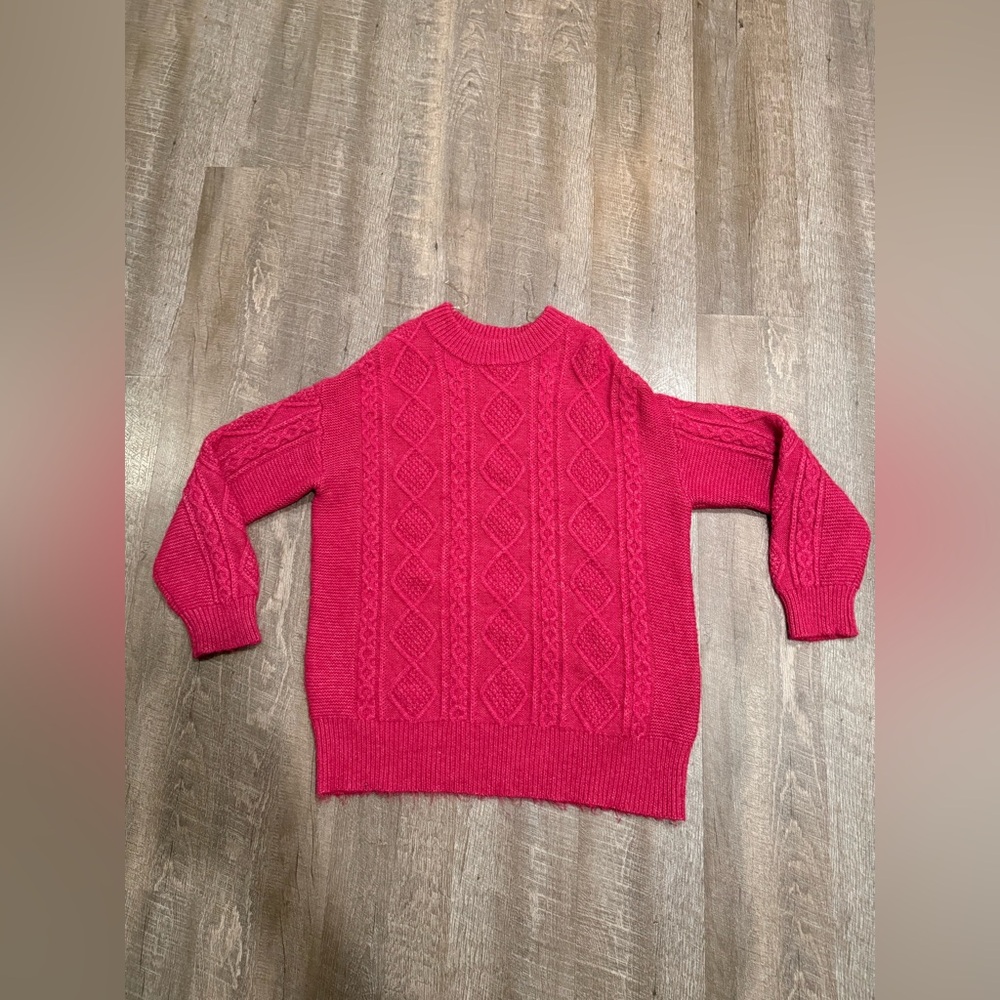 Elegant Pink Cable Knit Sweater. Size XL